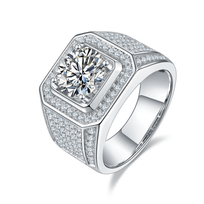 1.0ct s925 Original Moissanite Mens James King Ring