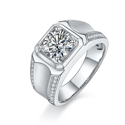 1.0ct s925 Original Moissanite Mens Signet Engagement Ring