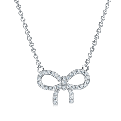 s925 Certified Moissanite Ribbon Necklace